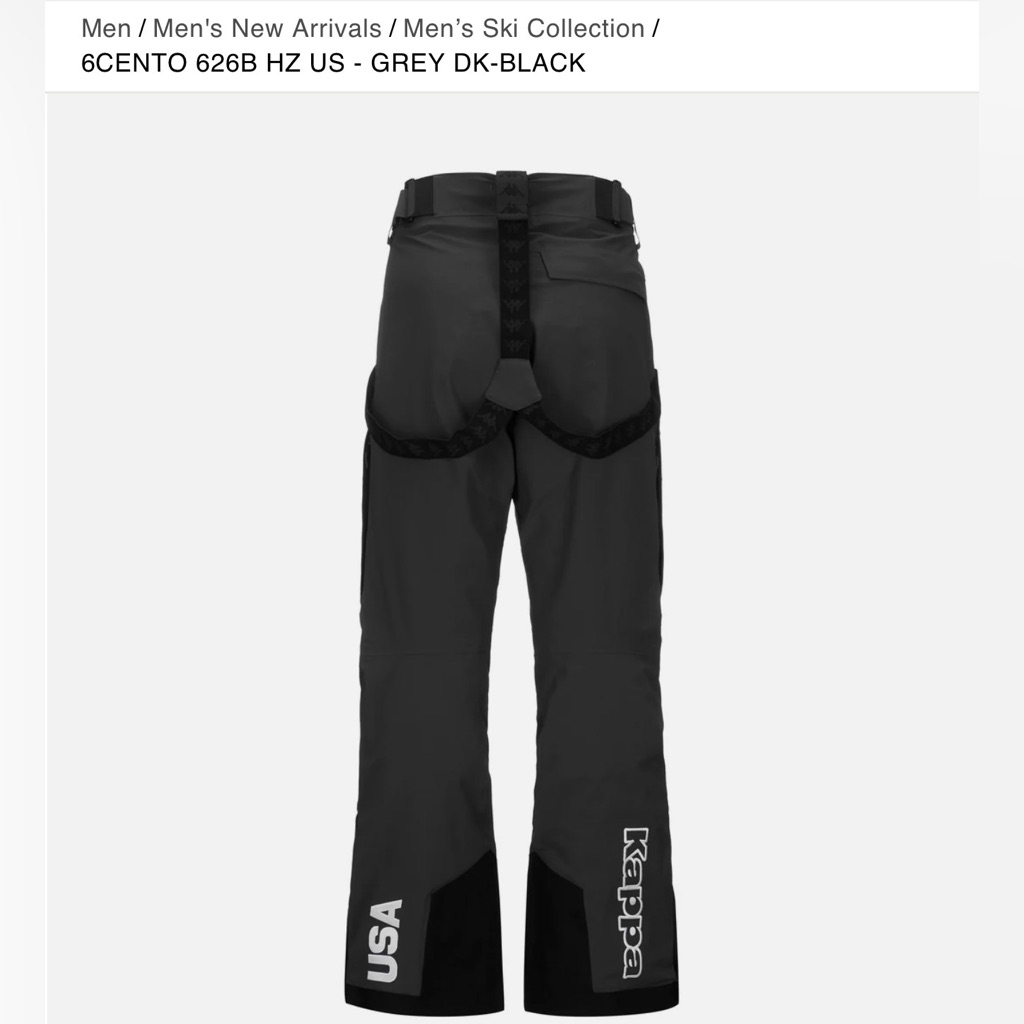 Kappa Us Ski Team 6cento Men's Gray And Black Ski Pants